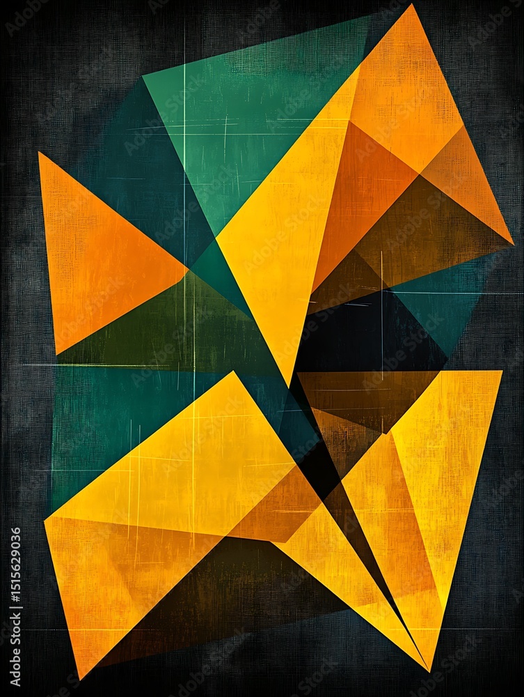 Poster contemporary abstract design with geometric triangles and textured backdrop
