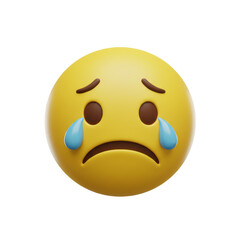 Fototapeta premium sad emoji isolated on transparent background, PNG, 3d sad emoji, emoji PNG, emoji isolated, transparent background, tear emoji, blue sad emoji, emoji 