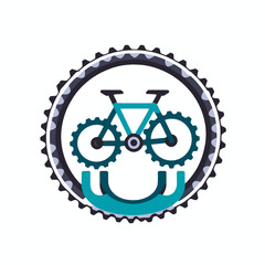 Fototapeta premium Bicycle-Gear-Logo-Design-Vector-Illustration