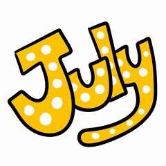 july illustration. lettering with stars.