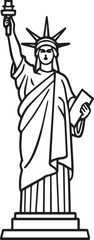 Statue of libert outline vector illustration, line art