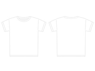 表と裏の白い半袖のTシャツのイラスト