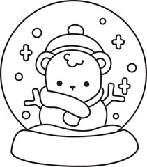 Coloring pages of Illustration of cute bear winter icon.
