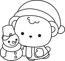 Coloring pages of Illustration of cute bear winter icon.

