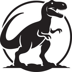 Dinosaur Black Silhouette Vector, Prehistoric Animal Clipart & Jurassic Design