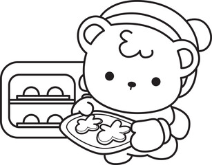 Coloring pages of Illustration of cute bear winter icon.
