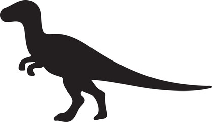 Dinosaur Black Silhouette Vector, Prehistoric Animal Clipart & Jurassic Design