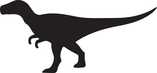 Dinosaur Black Silhouette Vector, Prehistoric Animal Clipart & Jurassic Design