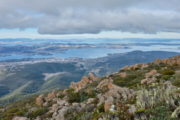 Stunning view from the summit of Mt Wellington, just about 30mins drive from the CBD - Hobart, Tasmania, Australia