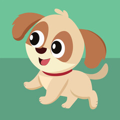 Cartoon style baby dog with big eyes and playful poses