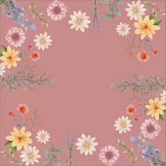 Happy Summer vibes Exotic yellow Flowers illustration seamless