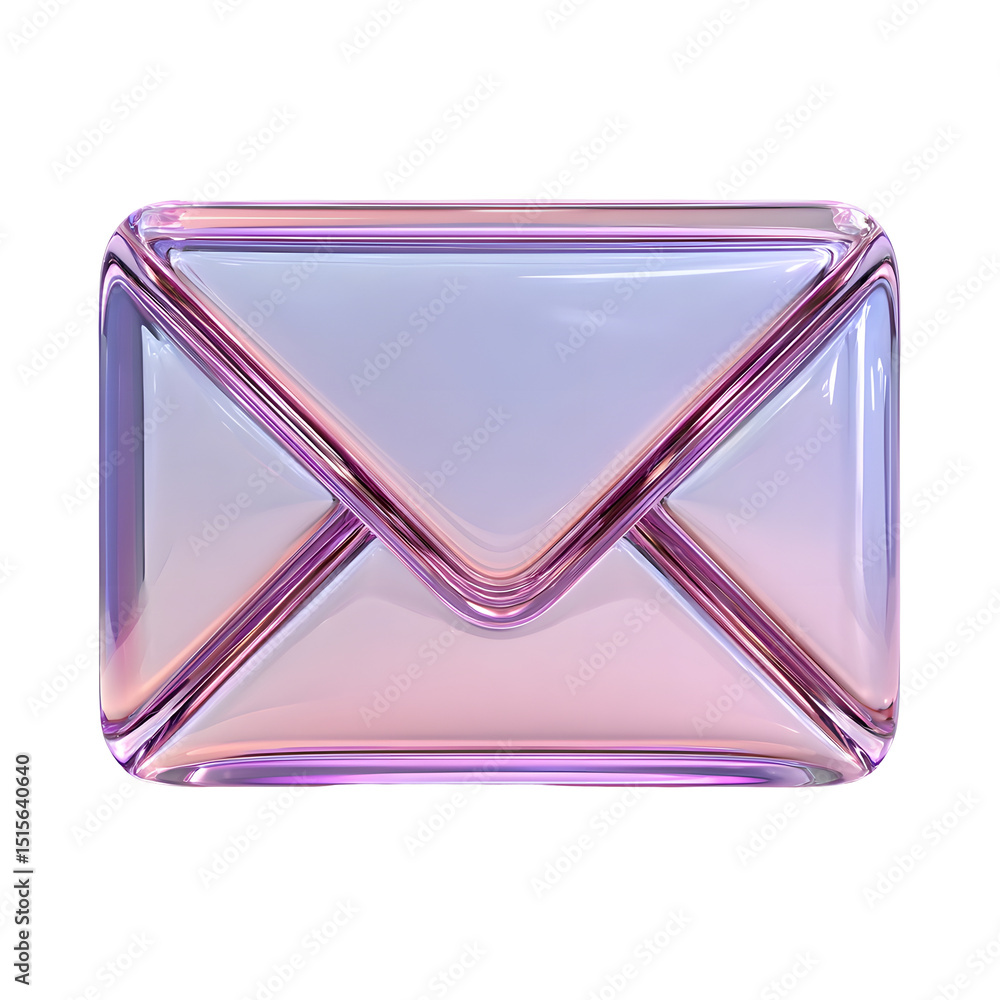 Aufkleber striking 3d crystal inspired envelope icon with a glossy iridescent finish conveying a sense of mode