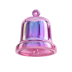 Iridescent transparent crystal bell icon with a metallic finish representing an alert reminder or notification message in a user interface design