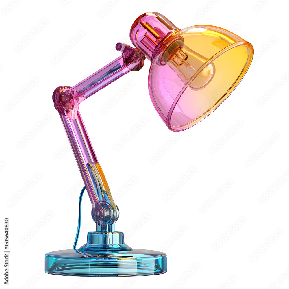Poster a contemporary multicolored crystal desk lamp with an adjustable arm and soft warm illumination perf