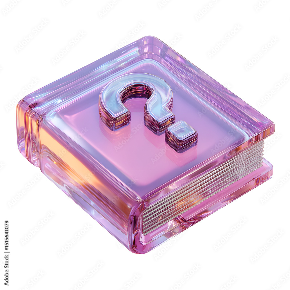 Aufkleber A luminous transparent crystal like object in the shape of a question mark symbolizing the pursuit of knowledge