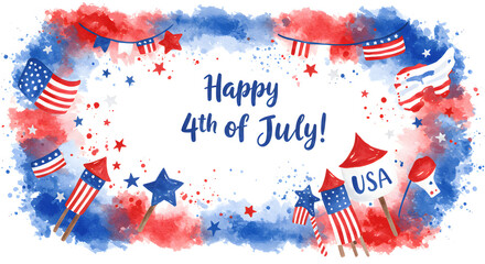 Fourth of July celebration with patriotic flags and decorations