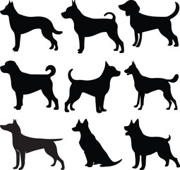 Minimalist silhouette vector of  popular dog breeds