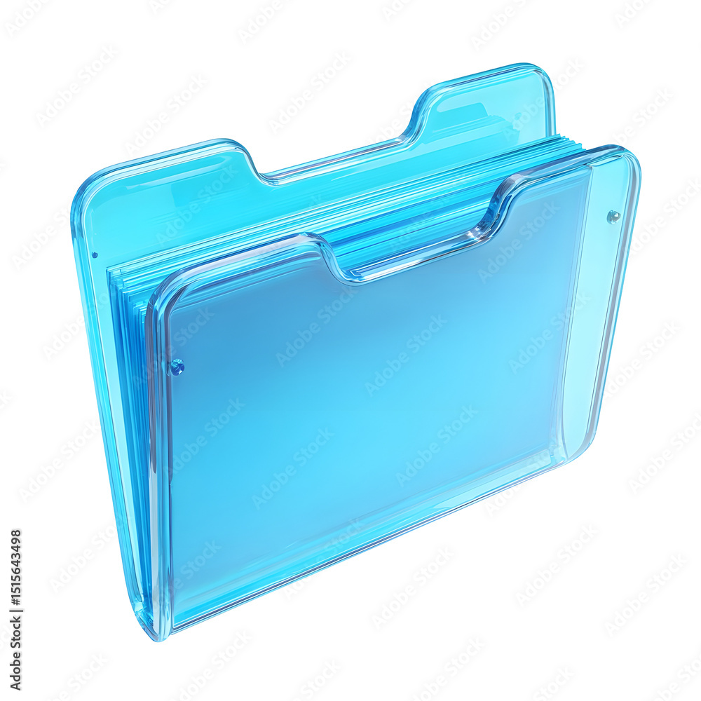 Poster a transparent azure colored 3d folder icon symbolizing the addition of a new document or file to an 