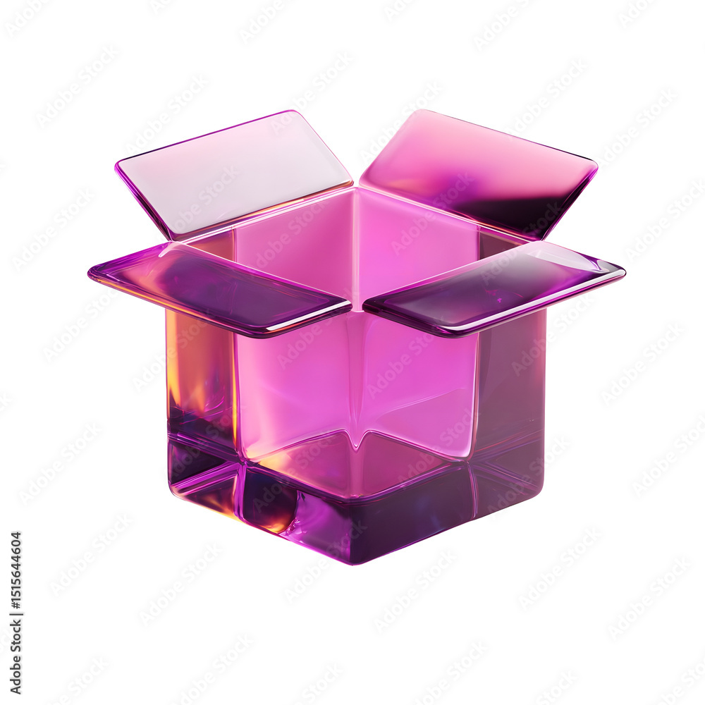 Aufkleber a captivating 3d render of a transparent cube shaped box in shades of pink and purple creating a str