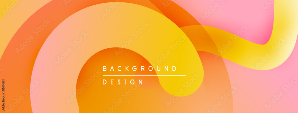 Poster Abstract fluid shapes, warm color palette. Orange, yellow, pink gradients create dynamic visual flow. Modern design element.