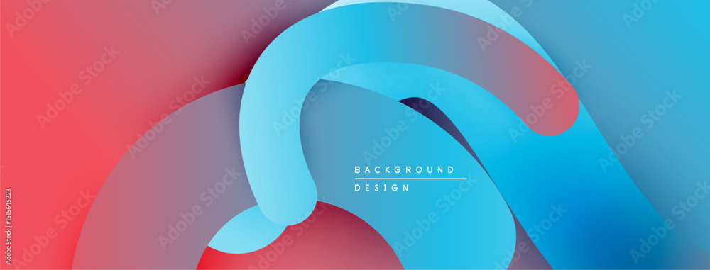 Poster Abstract fluid shapes, vibrant colors blend. Red, blue gradients create dynamic visual effect. Modern design element.