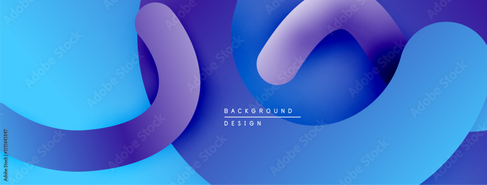 Poster Abstract fluid shapes, vibrant blue purple gradients. Modern design, smooth curves create dynamic composition. Background element.