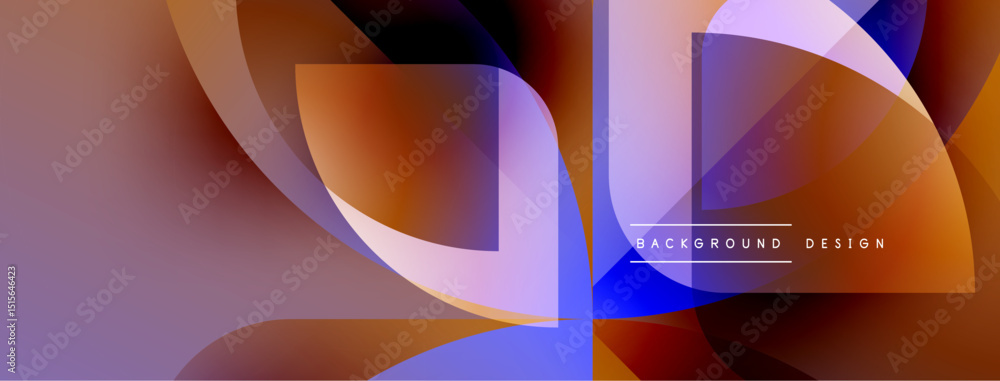 Aufkleber Abstract shapes overlap, creating dynamic color blends. Warm tones dominate with cool accents. Modern design element for backgrounds.