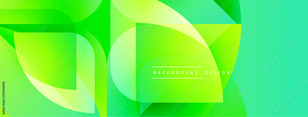 Poster abstract geometric shapes, vibrant green hues, modern design. smooth gradients create dynamic visual