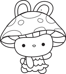 Illustration of coloring pages by cute bunny costume icon.