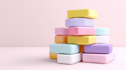 Pastel-colored rectangular blocks stacked in a 3D arrangement