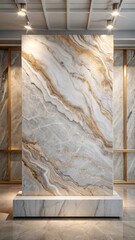Marble Slab Display with Elegant Veining Patterns