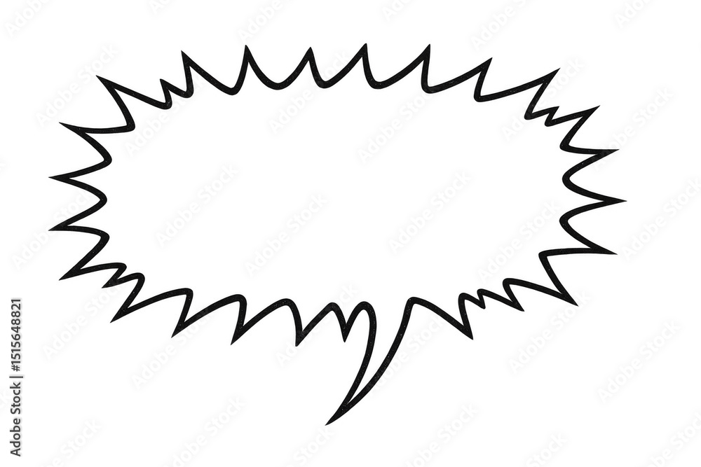 Poster speech bubble with jagged edges, transparent background, ready for inserting communication text or g