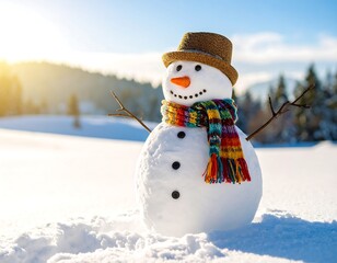Obraz premium Snowman in snowy landscape (4)