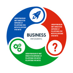 3 steps circle round arrows, cycle diagram inforgaphic, report or presentation vector template, business process illustration