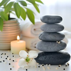 Obraz premium Hyperrealistic Hot Stone Massage Spa Treatment