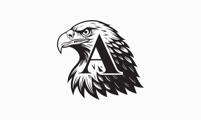Bold Eagle Head Silhouette with Letter A