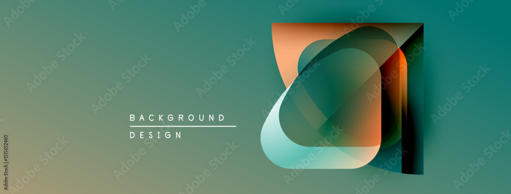Poster abstract geometric design. teal, orange, gray layers create modern visual. minimalist style, suitabl