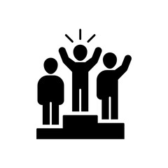 Winners business people icon. Simple glyph style. Competition, podium, win, first, team, award, man, person, employee, business concept. Solid symbol. Vector illustration isolated.
