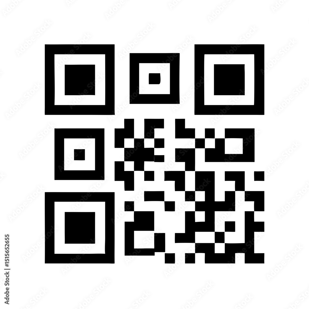 Poster qr code black and white silhouette vector illustration a high-contrast, black and white qr code cent