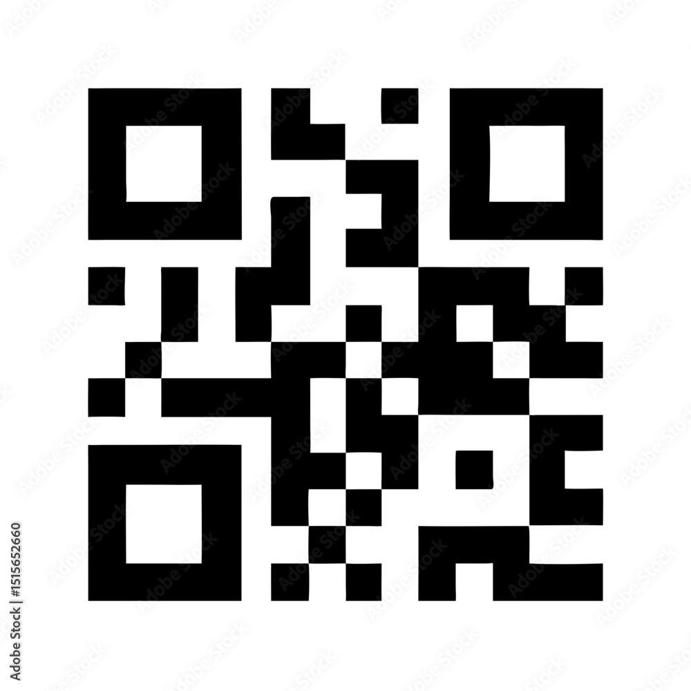 Poster black and white silhouette vector illustration a high-contrast, black and white qr code centered on 