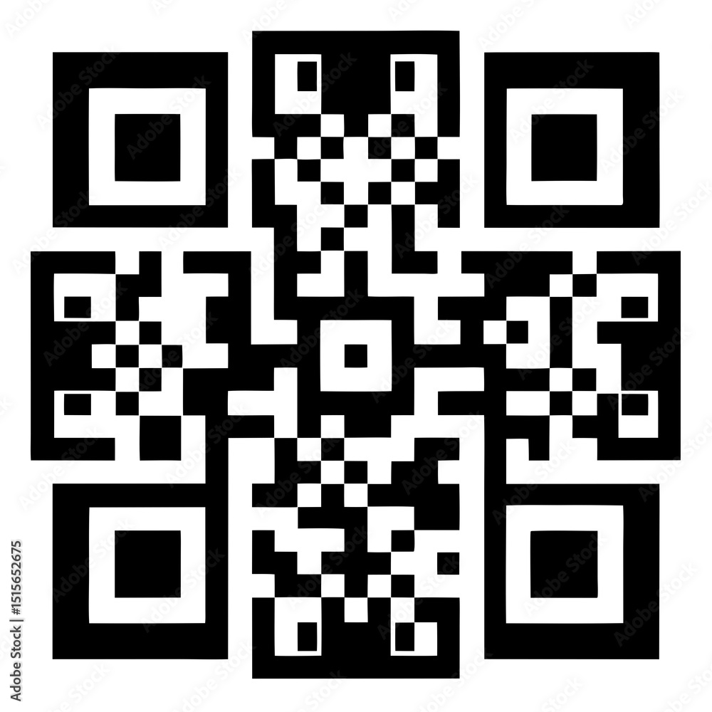 Poster qr code qr code black and white silhouette vector illustration a high-contrast, black and white qr c