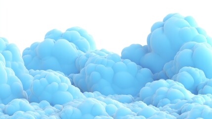 Light blue, puffy clouds, 3D render