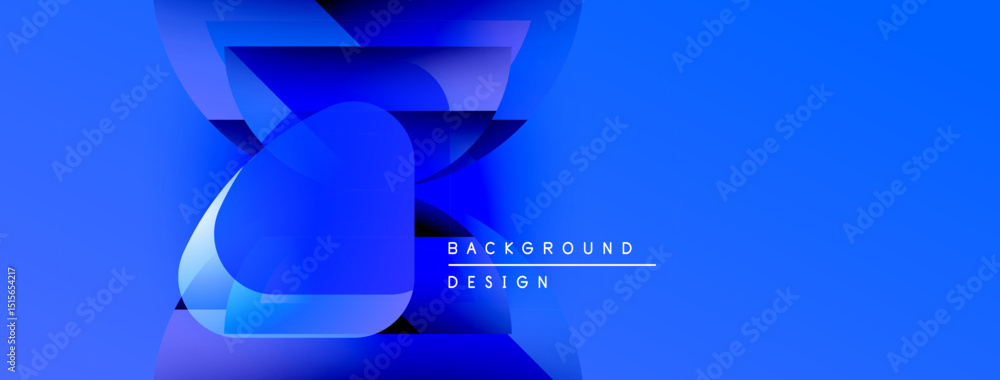 Aufkleber Abstract blue design features overlapping geometric shapes. Gradient colors create dynamic visual effect. Text reads background design.