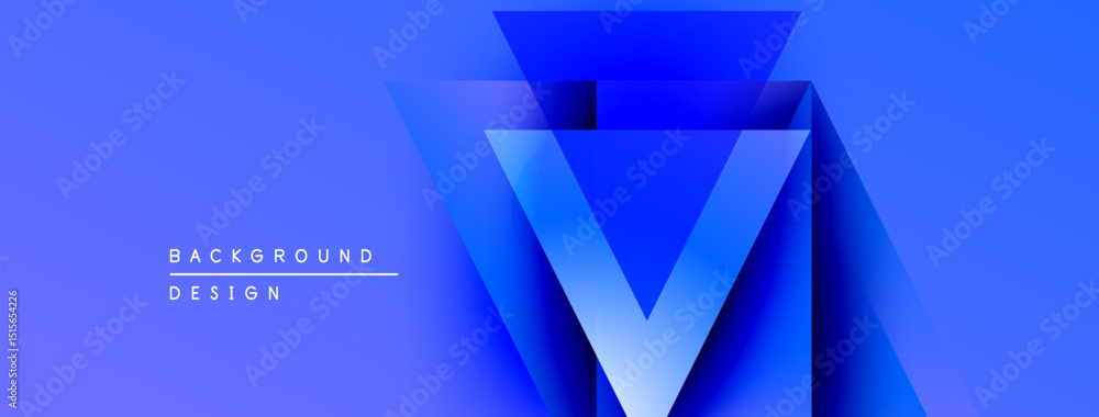 Poster Abstract blue gradient design. Geometric shapes create depth, modern aesthetic. Minimal text elements present, clean composition.