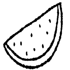 アナログ風手描きのスイカの線画アイコン素材｜夏祭り・縁日のイラストセット