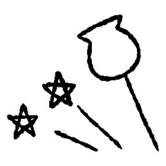 アナログ風手描きのりんご飴の線画アイコン素材｜夏祭り・縁日のイラストセット