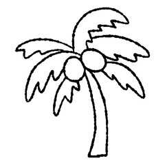 アナログ風手描きのヤシの木の線画アイコン素材｜夏のレジャーイラスト	