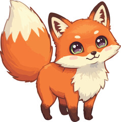 Cute Kawaii Fox with Fluffy Tail