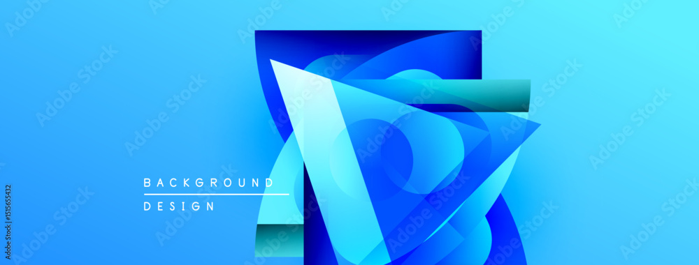 Poster Abstract blue design features layered shapes, creating dynamic visual effect. Modern, vibrant, suitable for backgrounds.