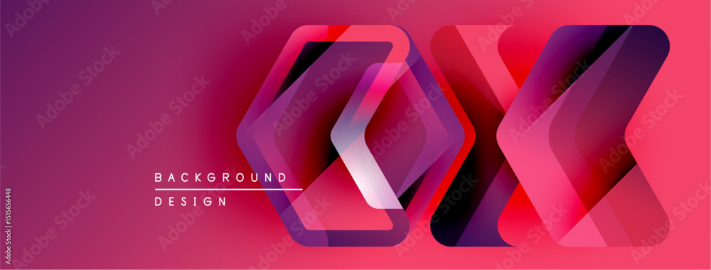 Poster Abstract geometric design. Vibrant pinks, purples create layered effect. Modern background suitable for digital projects.